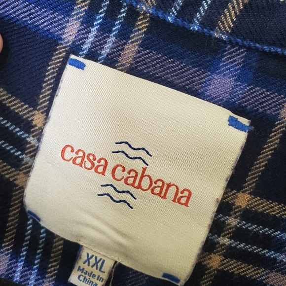 Casa‎ Cabana Blue Plaid Button-Up Shirt Women's XXL Button Down Top - Picture 3 of 11